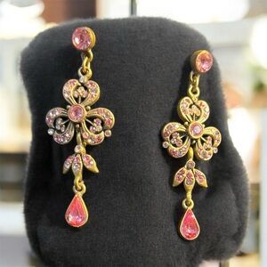 Nicky Butler Vintage Pink Crystal Dangle Earrings